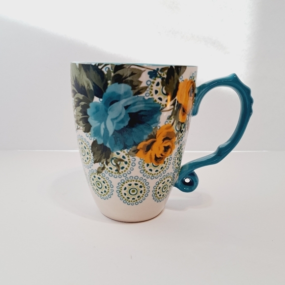 The Pioneer Woman Yellow Blue Roses Country Large Stoneware Mug - Picture 5 of 5